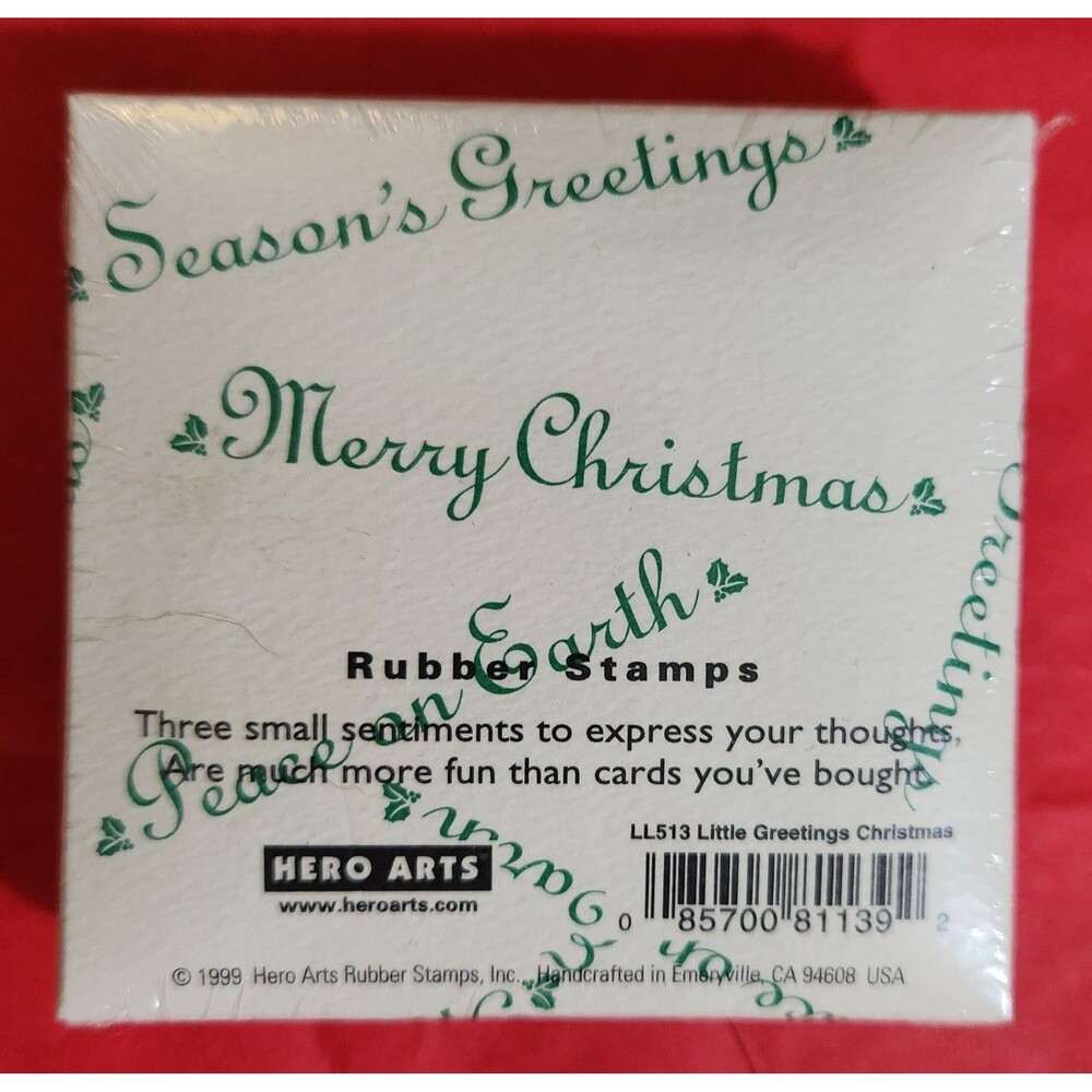 Christmas Greetings Rubber Stamps Vintage 1999 Hero Arts Holiday Crafts Unused - Picture 3 of 4